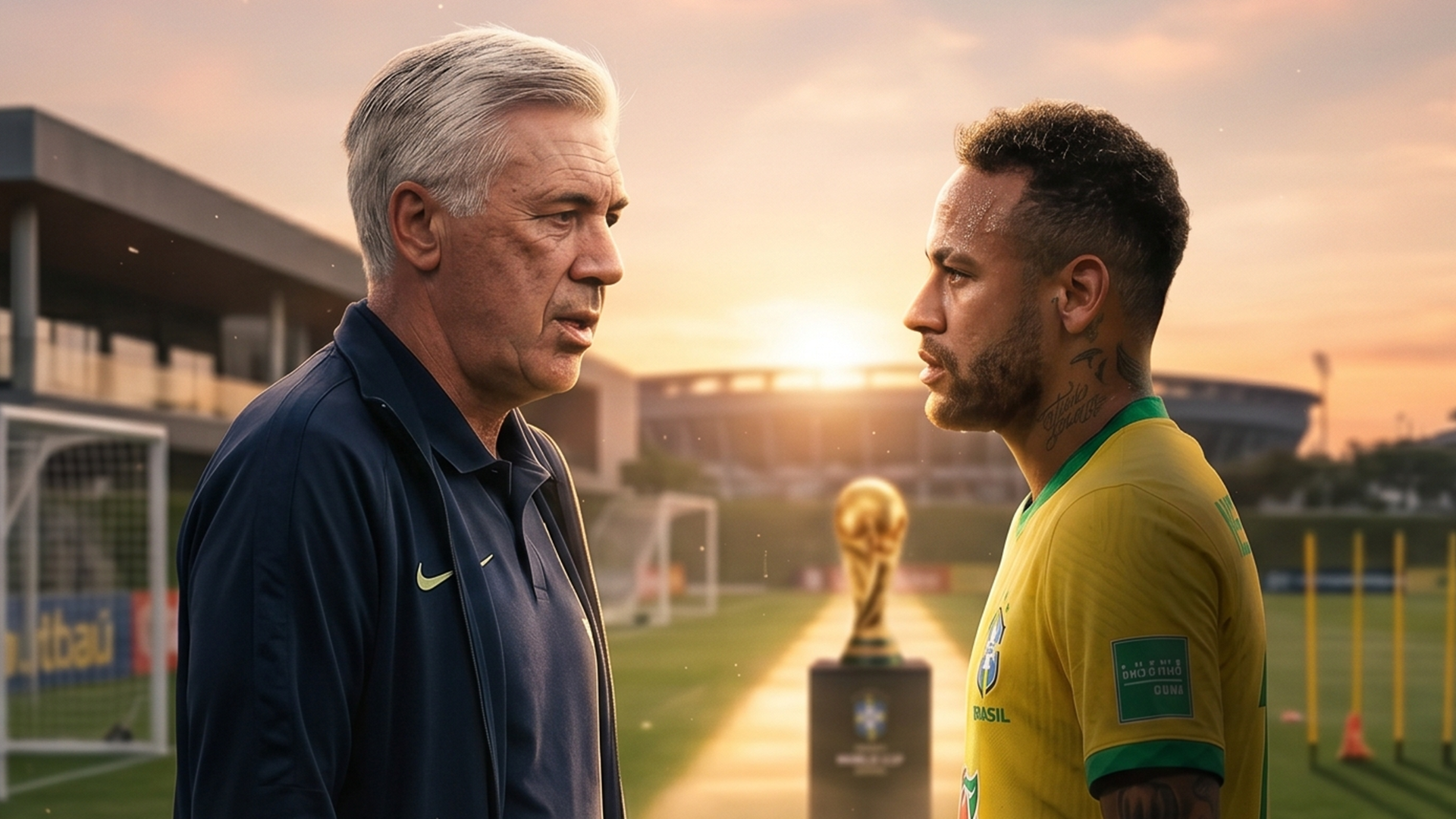 Imagen generada con IA de Carlo Ancelotti y Neymar.